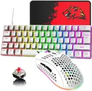 60% UK Layout Wired Gaming Keyboard and Mouse Mini Mechanical RGB Backlit PC PS4