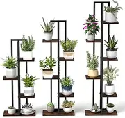 Costway 3 PCS Plant Stand Set, 4+5+6-Tier Indoor Flower Stands, Tall Wood Metal Corner Plant Racks, Multi-Tiered Plant Shelves Flowerpot Holders, Vintage Display Racks for Living Room Bedroom Balcony