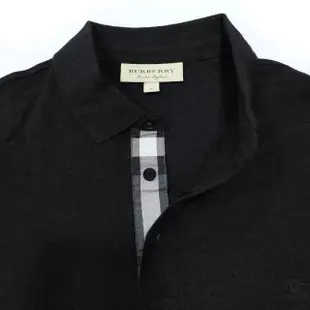 【BURBERRY 巴寶莉】8036273 素面戰馬衣服Logo短袖上衣Polo衫(黑色)