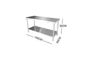 Skyteck 150cm Stainless Steel Metal 2 Tier Workbench Kitchen Bar Restaurant Freezer Storage Bench
