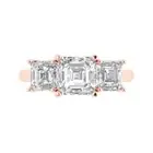 3.25 ct Emerald Cut 3 stone White Sapphire Promise Bridal Ring 14k Rose Gold