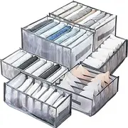 6 Pack Wardrobe Clothes Organiser for Jeans,organiser for folded clothes, Upgraded Extra Large Drawer Organisers for Clothing with Handle Foldable(6 Packs: XL-Jeans+Shirt+Jeans+Bra+Underwear+Socks)