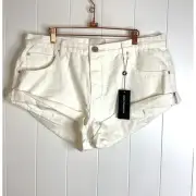 One Teaspoon Bandit Bonitas Denim Shorts in Soft White NWT Size 33