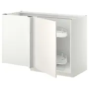 METOD corner base cab w pull-out fitting, white/Veddinge white, 128x68x80 cm