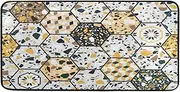 Antique Hexagonal Tiles Kitchen Rug Laundry Room Mat Farmhouse Decor Floor Runner Rug Bedroom Porch Doormat 39x20in Venetian Style Terrazzo Flooring Pattern
