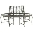 Garden Half Round Tree Bench 160 cm Steel vidaXL