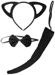 Plush Black Velvet Kids 3 Piece Cat Costume Kit