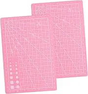 HAWILLOSCH 2Pcs Dual Sided Self Healing Cutting Mat Pink Quilting and Crafting Mat with Lines and Measurements for Accurate Cutting for DIY Projects and Sewing