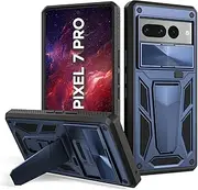 [CASESTAR] Military Armor Series Case for Google Pixel 7 Pro Case，Build-in Kickstand & Camera Protection Sliding Cover - (Metallic Blue)