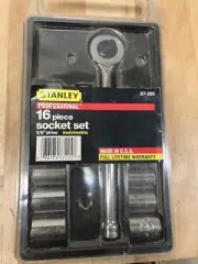 Vintage Stanley Professional 16pc Socket Set 3/8" Drive (Metric/SAE) Made in USA