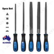8" Steel File Set 5pcs T12 Round Square Flat Triangle Files Filing Tools