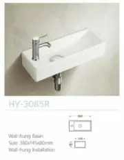 2025 Small tap hole on left right WALL HUNG Basin ideal for Caravan tiny house