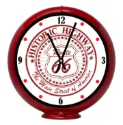 Route 66 Red, Red Non-Lighted Gas Pump Globe Advertising Quartz Clock