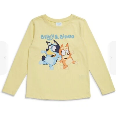 New Genuine Size 3/4/7 Bluey Bingo Yellow Glitter T-shirt Top Kid