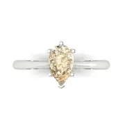 1 Pear Cut Natural Morganite Wedding Bridal Promise Classic Ring 14k White Gold