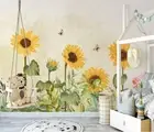 3D Sunflower Butterfly Wallpaper Wall Mural Removable Self-adhesive 208