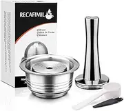 Refillable Coffee Capsule for NESPRESSO VERTUO,Reusable Stainless Steel Nespresso Vertuo Coffee Filter Pod,1capsule+1tamper+1brush+1spoon