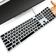 YongMai Silicone Keyboard Cover for 2021 New Model A2520 iMac Magic Keyboard With Touch ID and Numeric Keypad, Washable Dustproof Skins (Black)