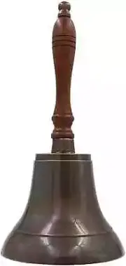 Black 11" Solid Brass Hand Bell School Bell with Wood Handle Call Service Bell
