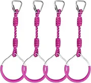 Swing Gymnastic Ring Warrior Obstacle Ring Slackline Climb Trapeze Fist Training Equipment for Kids Adults, 4 Purple Ninja Monkey Bar Jungle Gym Outdoor Indoor Home Gym Backyard Playground Play Sets