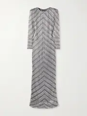 [Naeem Khan] Naeem Khan - Crystal-embellished Mesh Gown - Gray - US8 US 8 Gray