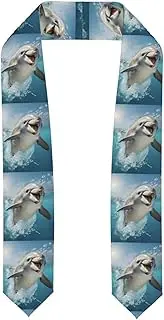 [SKKNT] Funny Animal Dolphin Print Graduation Shawl Stole For Academic Commencements Honor Sash Congratulations Gift