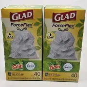 (2) Glad Tall Kitchen Trash Bags, 13 Gallon, 40 Bags (ForceFlex, Gain Original)