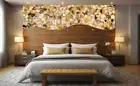 Yellow Agate Wall Panel, Agate Geode Stone Bedroom Wall Panel, Live Edge Panel