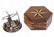 Vintage Brass Sundial Compass/Directional Magnetic Sundial Compass for Navigation/Sundial Compass for Camping| Hiking| Touring