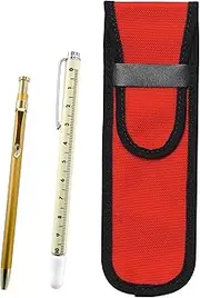 2 Pack Cloth Pen Case Red Slide Measure Indicator Rod and Slim 60 Ballpoint Pen Gold Set NK02R-708W-SV60KBP-2