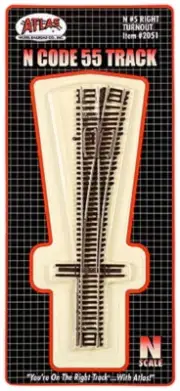 Atlas N Scale Code 55 #5 Right-Hand Turnout/Switch Model Train Track