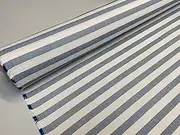 Linen Look White Stripes Culla Fabric Furnishing Curtain Upholstery Dressmaking Cotton Material 140cm Wide Canvas (Denim Blue, 1 Metre)