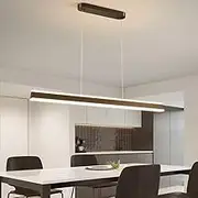 BAMDECOR Modern LED Pendant Light, 120cm Trapezoid Bar, Adjustable Height, Dimmable 3000K-6000K, Black