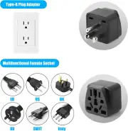 2 Pack US Travel Plug Adapter, Eu,Au,Uk,Cn,To Usa(Type B),Grounded 3 Prong fo...
