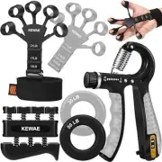 Grip Strength Trainer Kit 6 Pack with Finger Exerciser, Hand Grip
