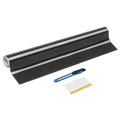 1 Set 5D Carbon Fiber Vinyl Wrap 19.7" x 7ft Self-Adhesive with Scraper, Black