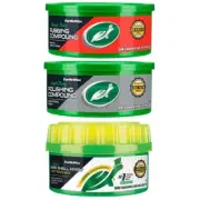Turtle Wax Heavy Duty Rubbing + Light Polishing Compound + Paste Wax Bundle