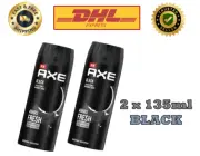 2 x 135ML Axe BLACK 48 Hour Fresh Deodorant Body Spray Fragrance For Men