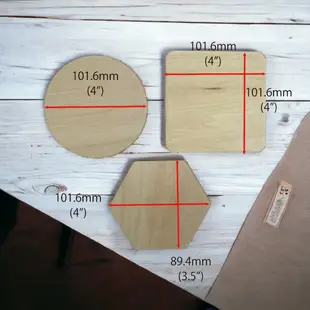 圓形 方形 六角形 DIY木質杯墊 杯墊 蝶古巴特 木杯墊 椴木杯墊 雷射雕刻 烙畫 直噴素材 雷雕/木片 客製化商品