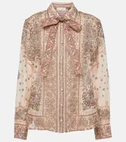 [Zimmermann] Zimmermann Matchmaker printed linen and silk blouse AU 12 beige