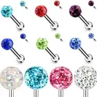 Surgical Steel Internal Thread Labret Crystal Top Lip Ring Bar Choose Color Size