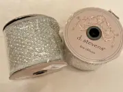 D Stevens Frontgate Silver Sequin Wired Ribbon 2 ROLLS 3.5”W x 5 Yds