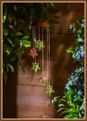 EVERGREEN SOLAR POWERED MOBILE * CASCADING GOLD STARS * COLOR CHANGING - NEW