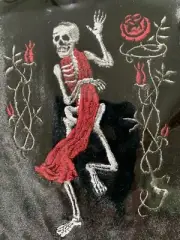 Wristlet Bag Baba Studios Memento Mori Embroidered/satinvelvet ,Zip Top + Strap