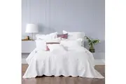 Bianca Cordelia Elegant Bedspread w Pillowcase Scaloped Edge Set White