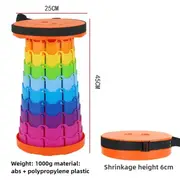GGP Rainbow Color Stitching Orange Portable Outdoor Telescopic Folding Stool With 100 Weight Bearing Buckles, Lightweight And Compact Design, Perfect For Fishing, Camping, And Travel