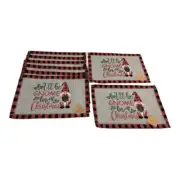 NWT Holiday I’ll Be Gnome For Christmas Set of 8 Placemats S3