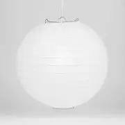 Quasimoon 16" White Even Ribbing Round Paper Lantern (10 PACK) by PaperLanter...