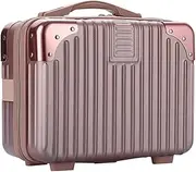 AUUUNN Portable Hard Shell Cosmetic Travel case, Small Travel Carry on Luggage with Elastic Bands, Mini Carry on Makeup case Carry on case (Rose Gold)