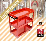 Heavy Duty 3 Tier Tool Cart Parts Steel Trolley Mechanic Storage Organizer Red